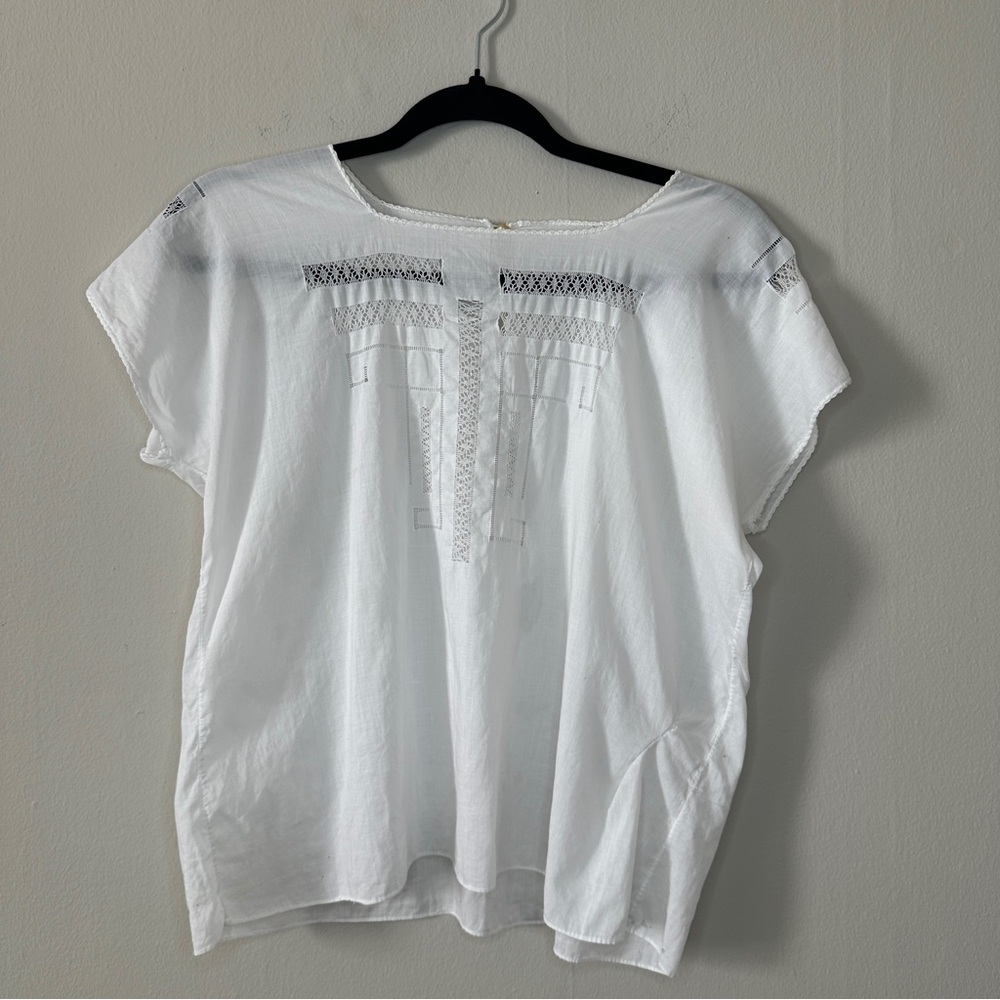 Vintage Handmade Semi Sheer Cotton Tunic, size M